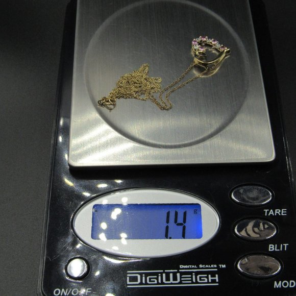 18" 10K Gold Topaz Heart Diamond Accent Necklace - Picture 7 of 7